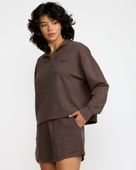 Glory Waffle Pullover Quarter Zip - Bear Brown