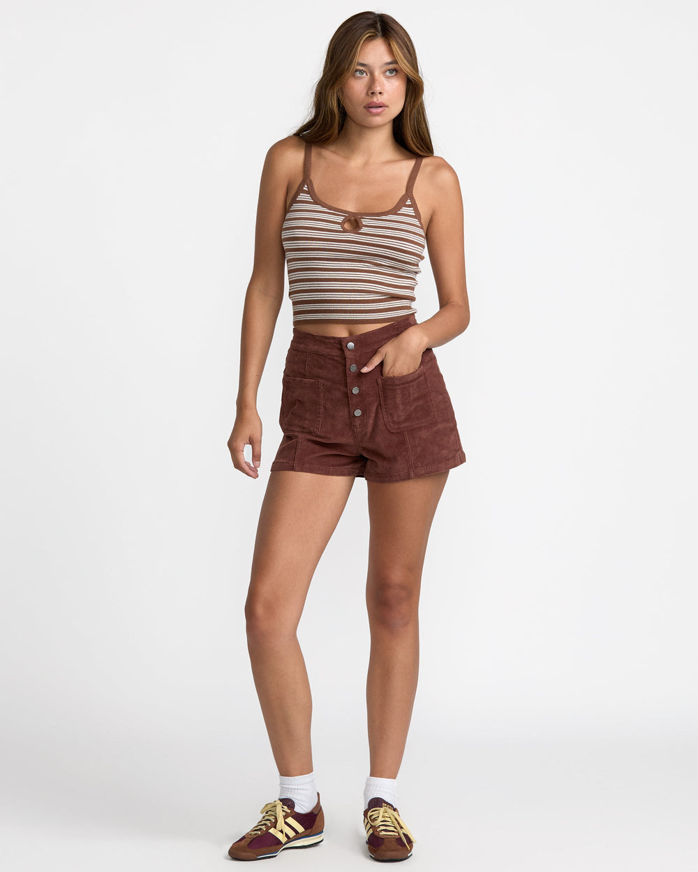 Tight Stripe Sweater Tank - Mocha