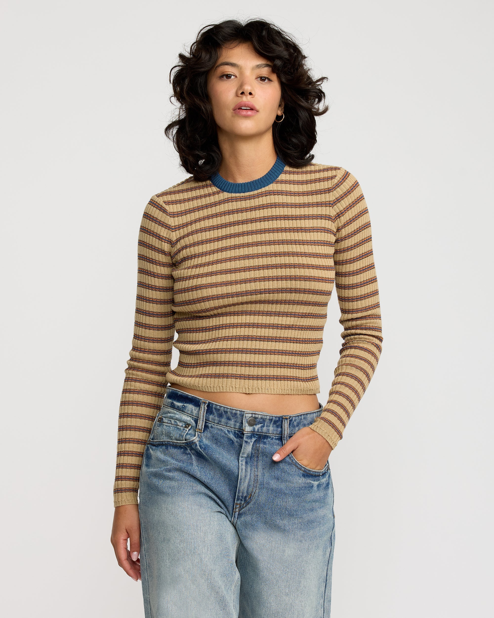 Bond Stripe Long Sleeve Sweater - Sanddune