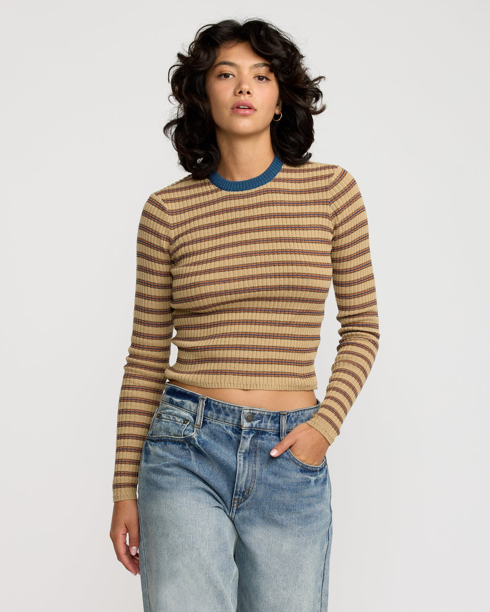 Bond Stripe Long Sleeve Sweater - Sanddune