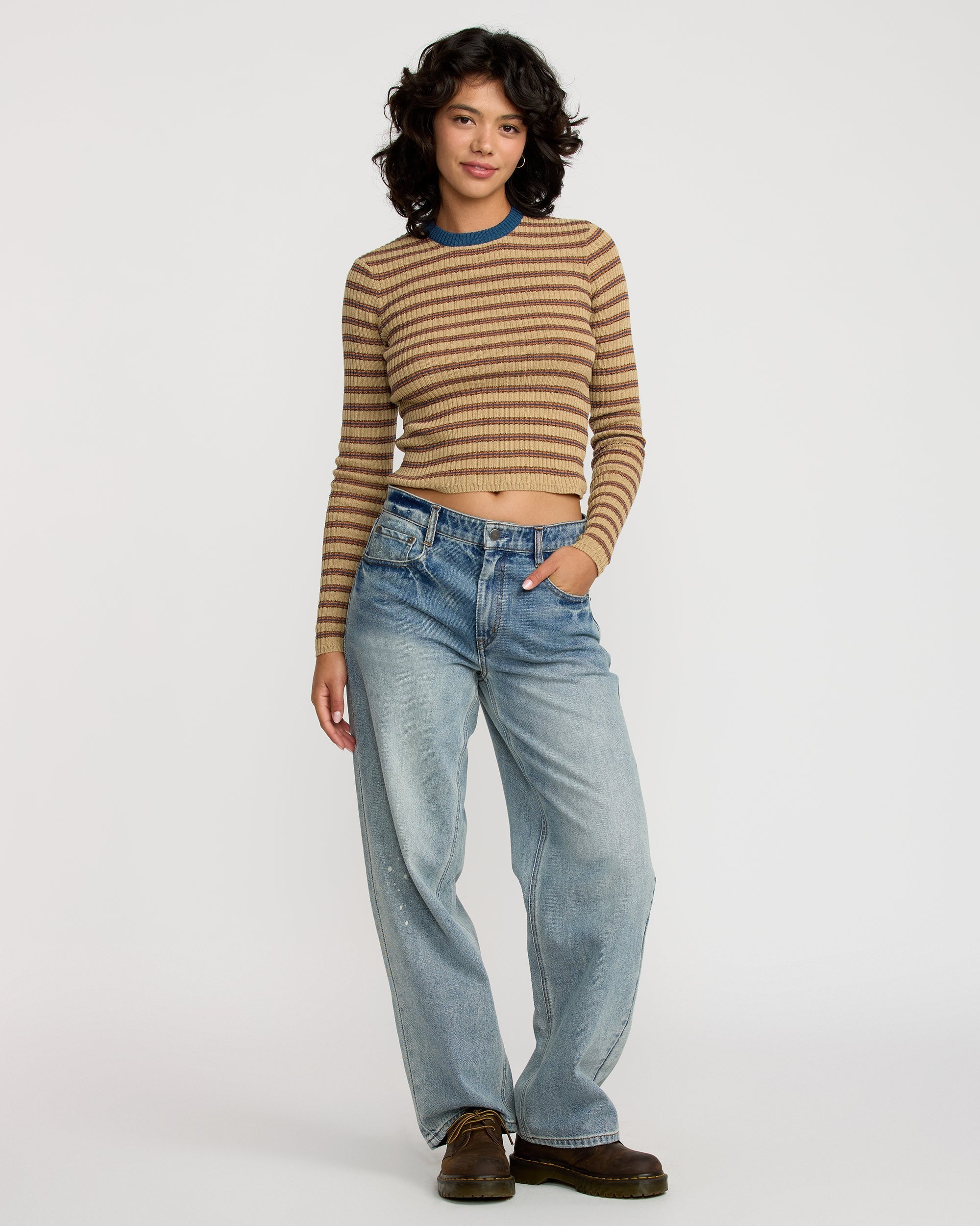Bond Stripe Long Sleeve Sweater - Sanddune