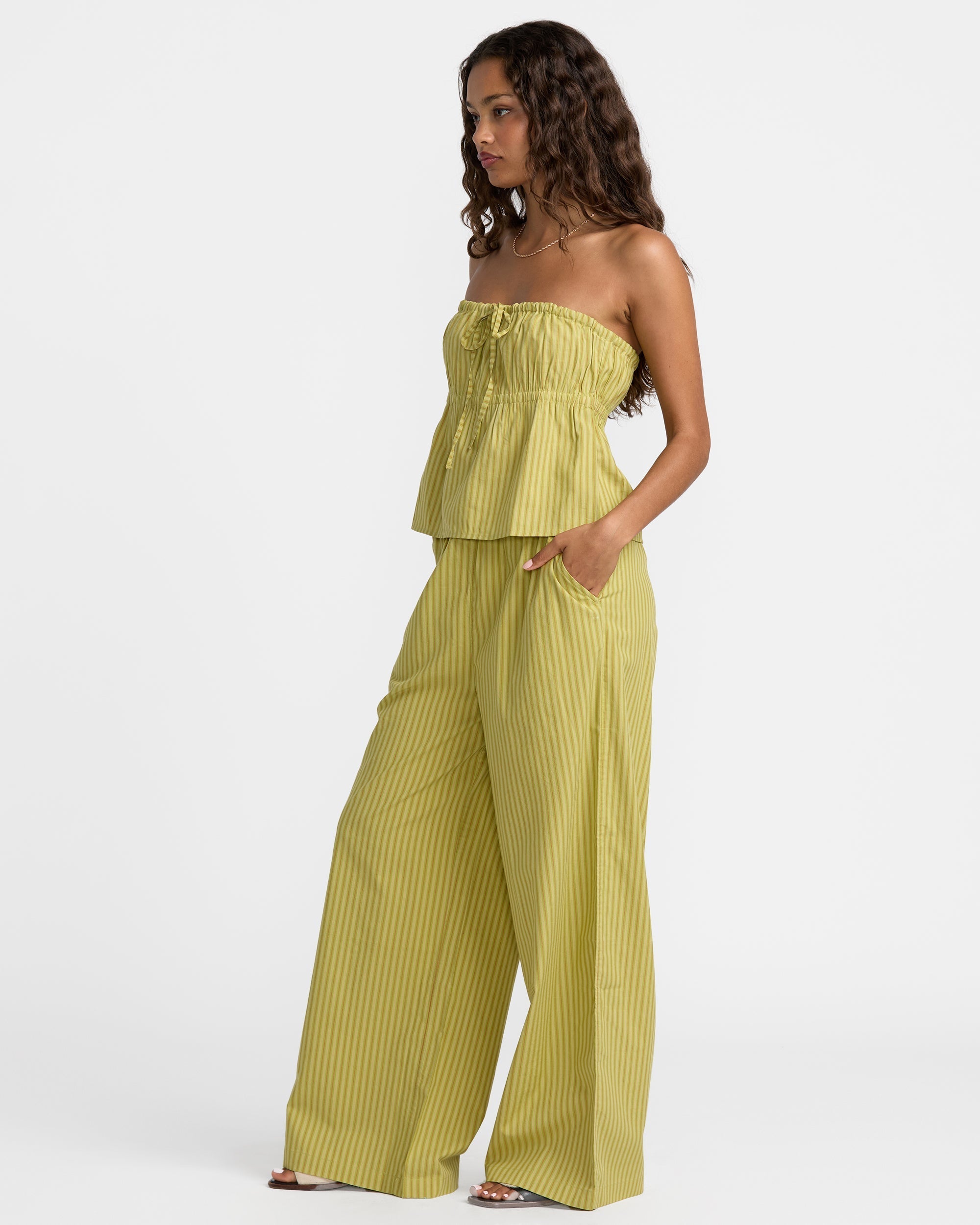 Stripe New Yume Wide Pant - Martini Olive