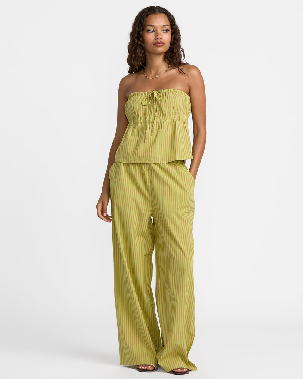 Stripe New Yume Wide Pant - Martini Olive