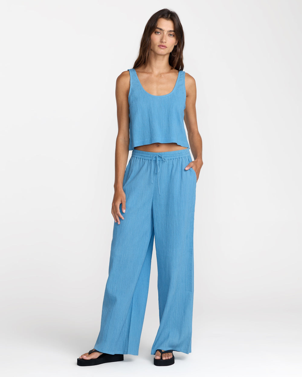 New Yume Wide Leg Pants - Chalk Blue
