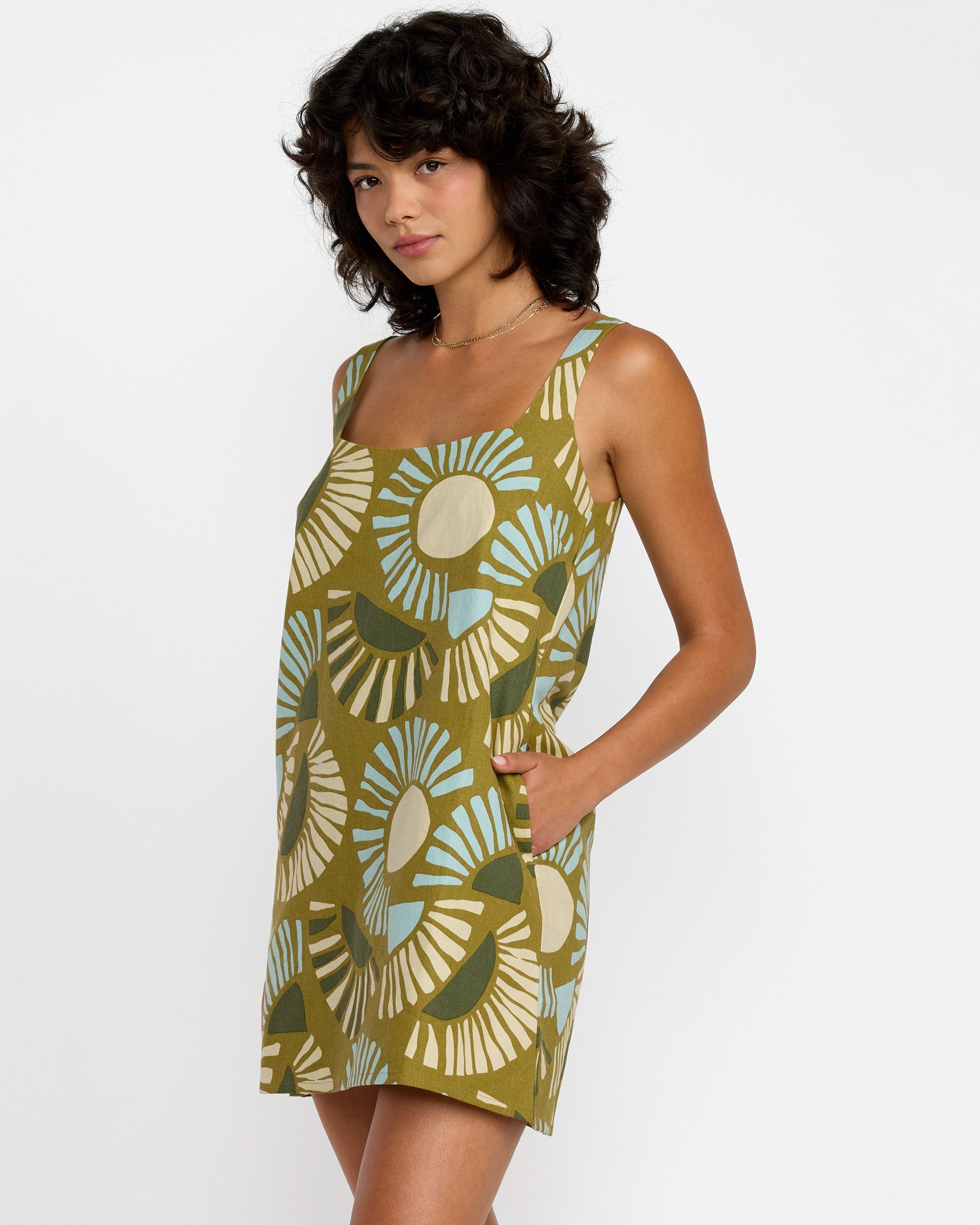 Baker Dress - Moss Green Print