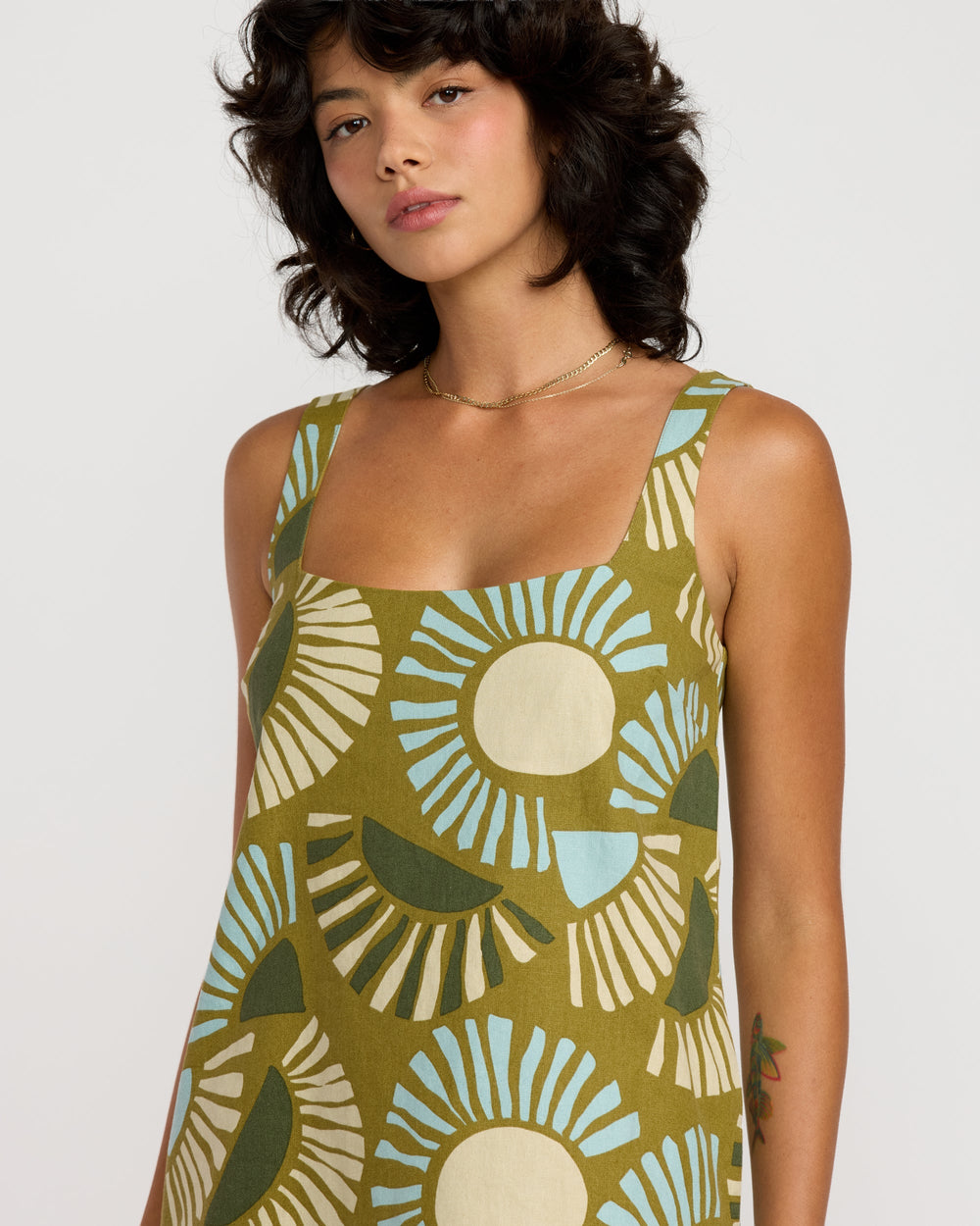 Baker Dress - Moss Green Print