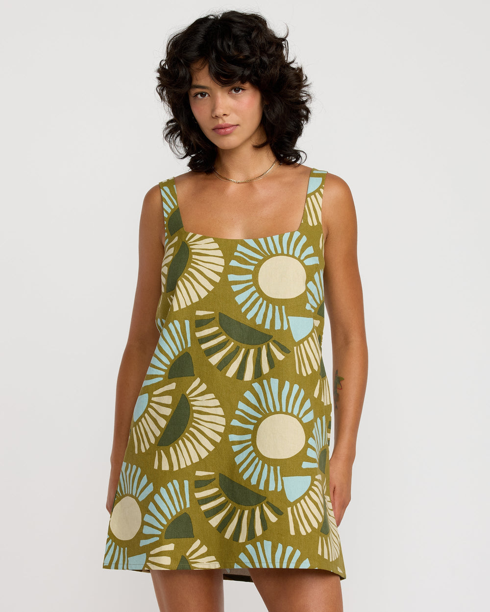 Baker Dress - Moss Green Print