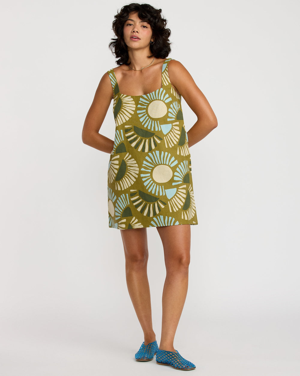 Baker Dress - Moss Green Print