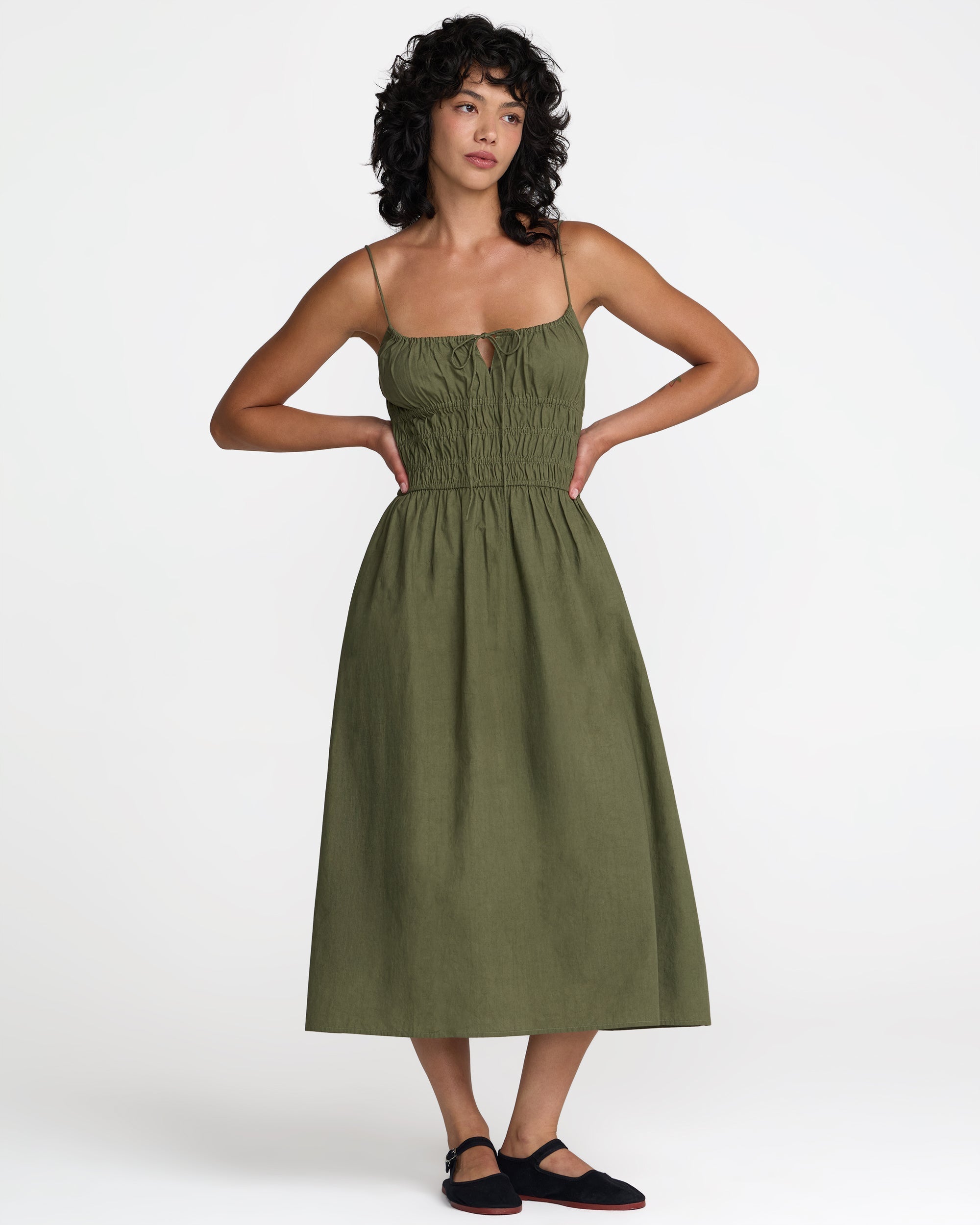 Raya Midi Dress - Olive