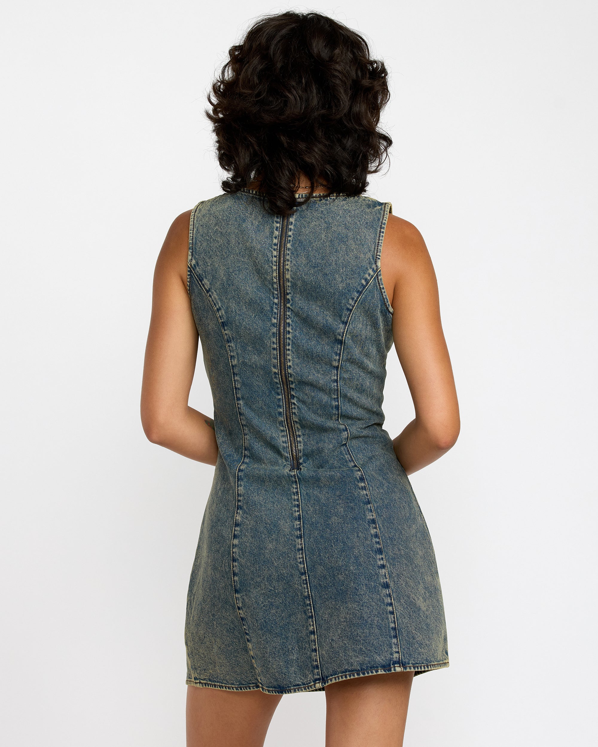 Jessie Mini Dress - Dusty Blue Wash