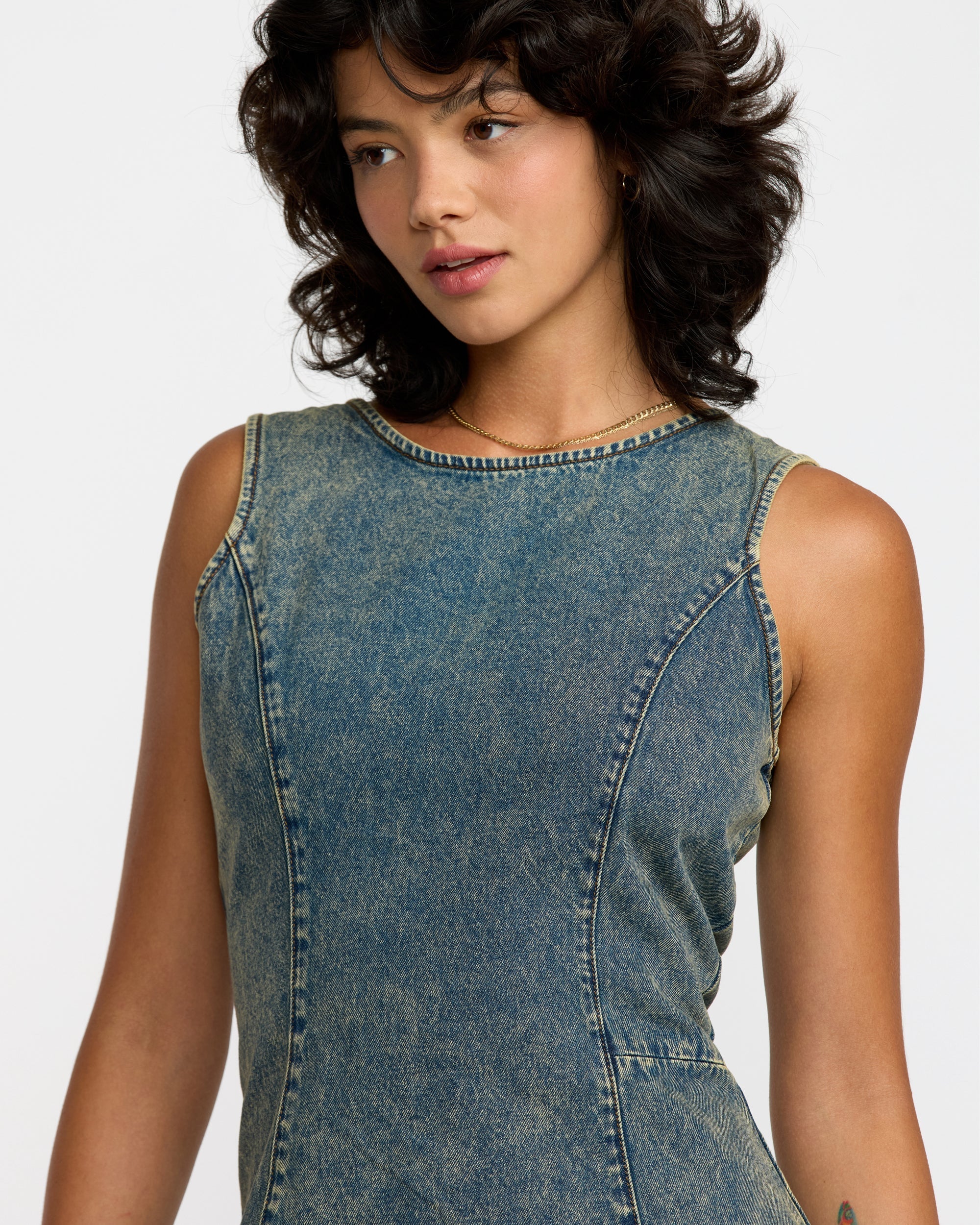 Jessie Mini Dress - Dusty Blue Wash