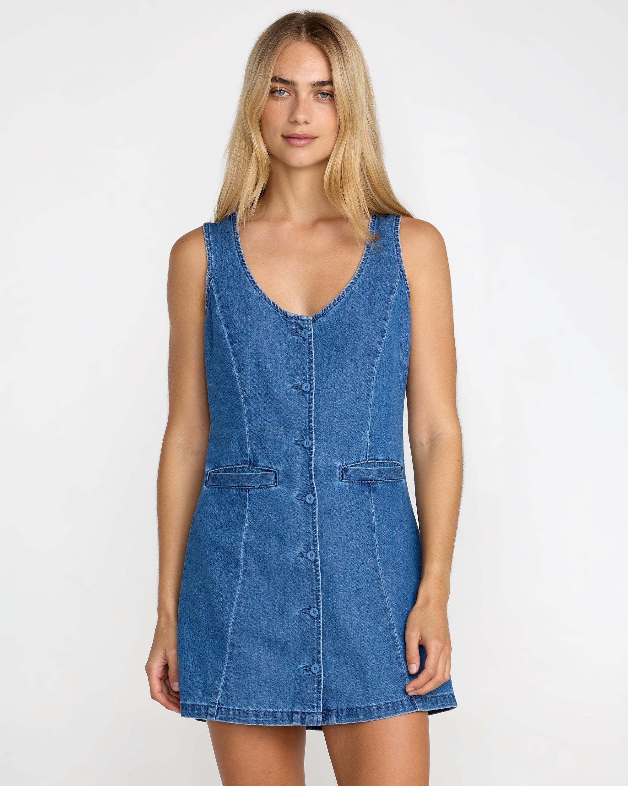 Lainey Mini Dress - Crystal Blue Denim