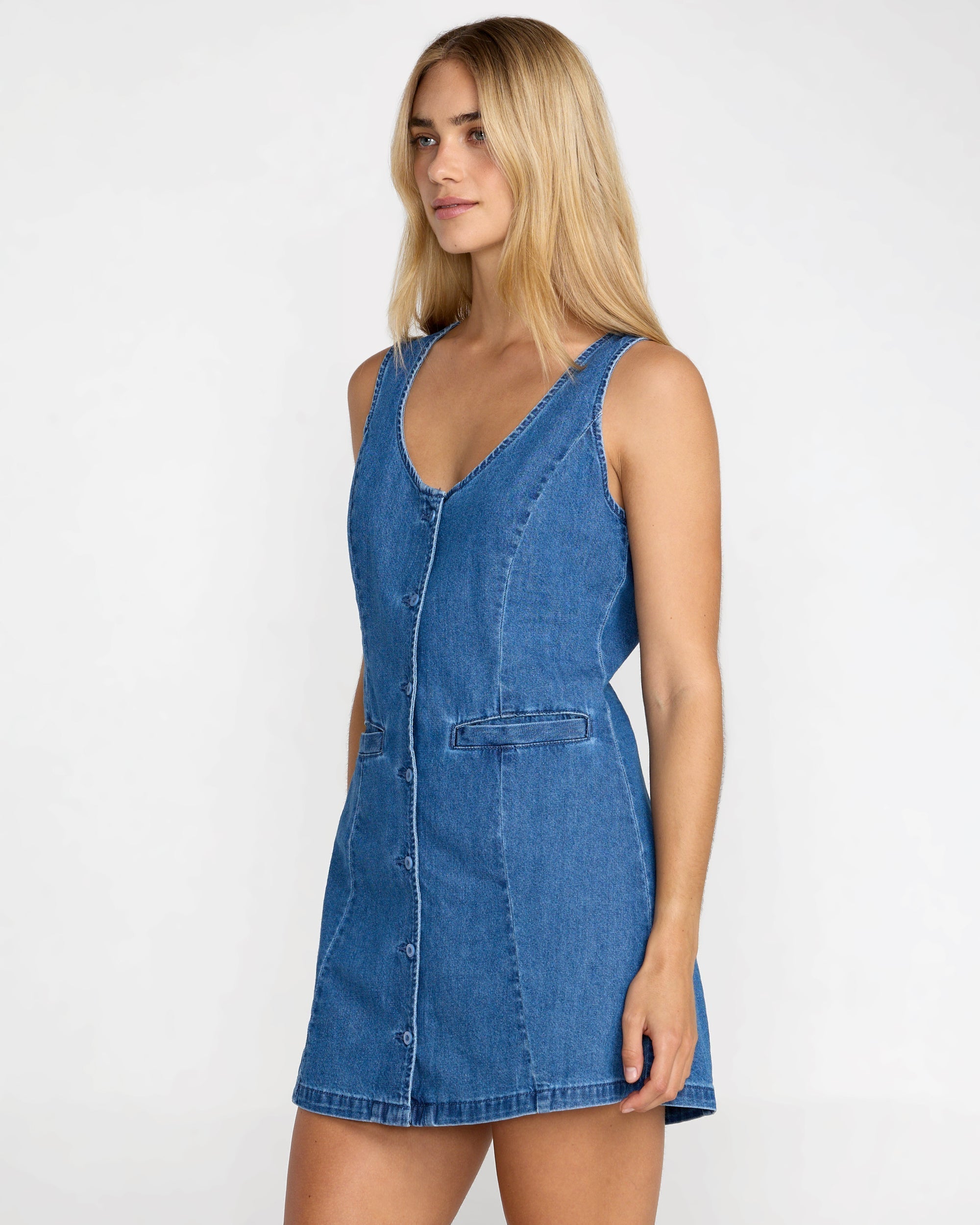 Lainey Mini Dress - Crystal Blue Denim