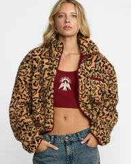 Oh Hush Sherpa Jacket - Ochre Print