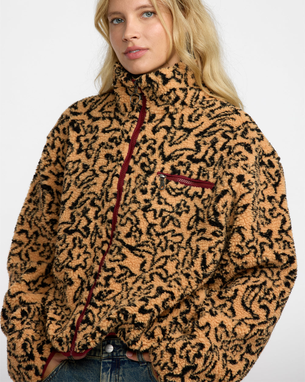 Oh Hush Sherpa Jacket - Ochre Print