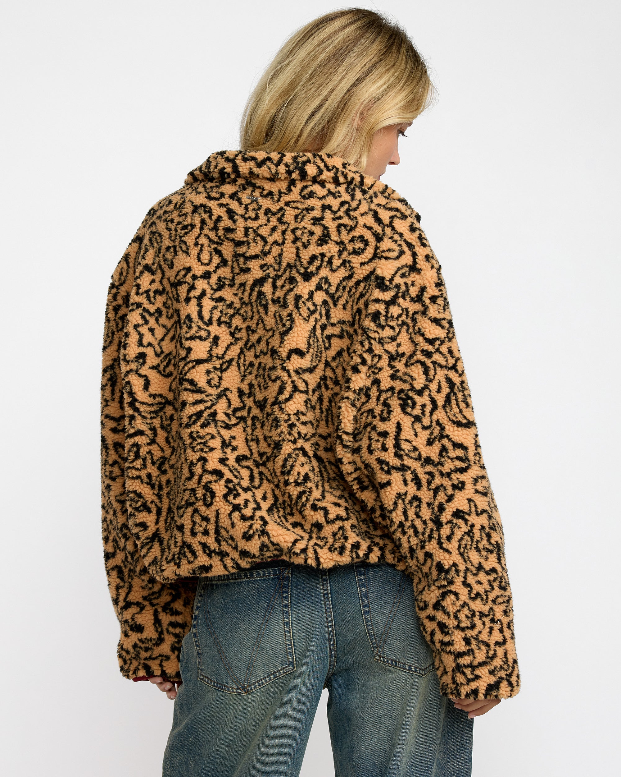 Oh Hush Sherpa Jacket - Ochre Print