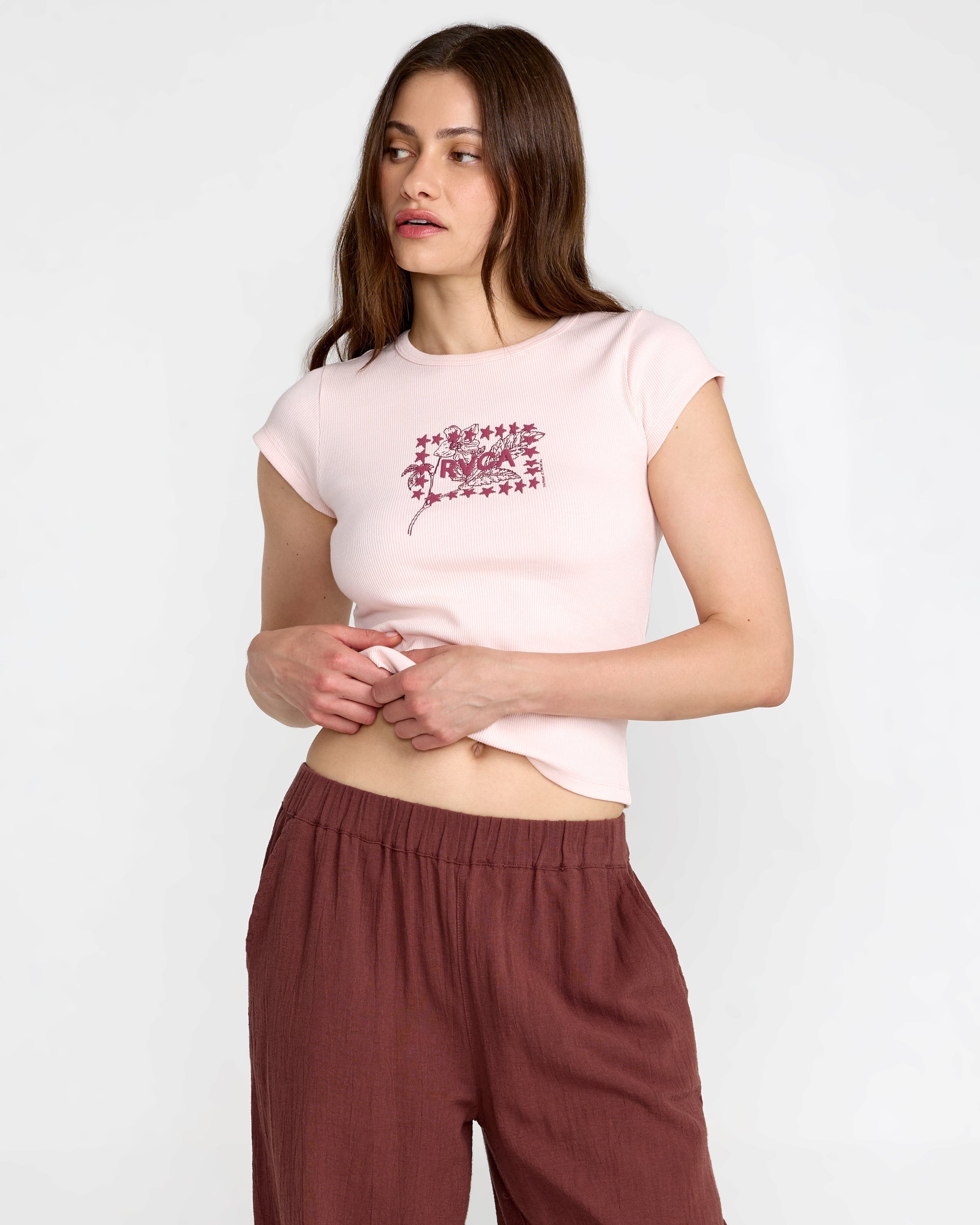 Ribbed Slim Tee - Hazey Pink