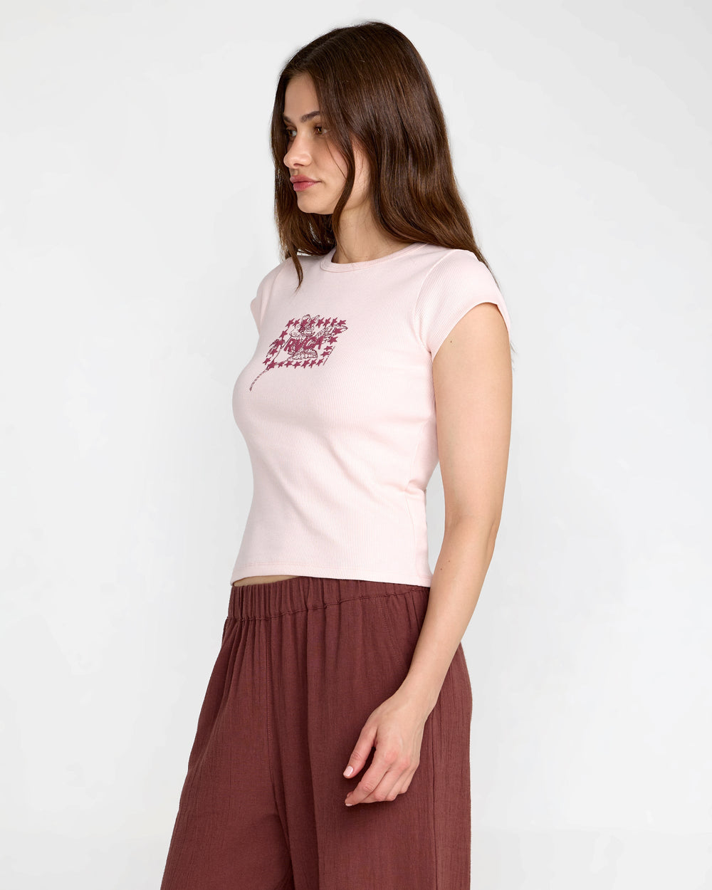 Ribbed Slim Tee - Hazey Pink