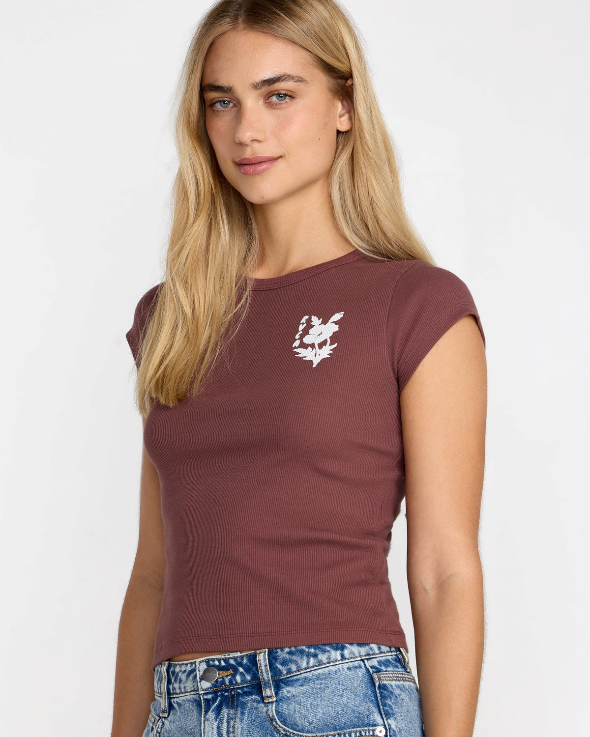 Ribbed Slim Tee - Terra Brown