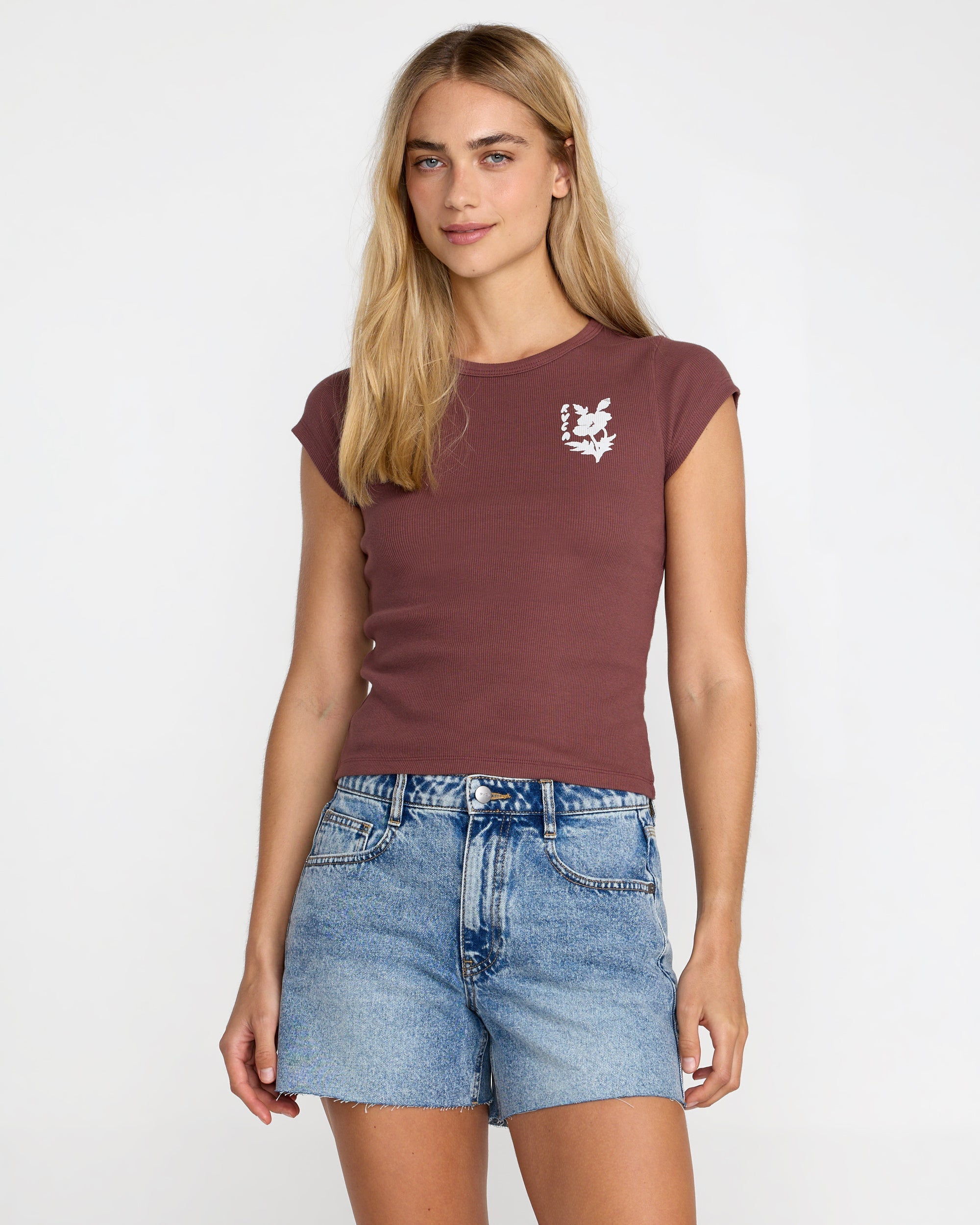 Ribbed Slim Tee - Terra Brown