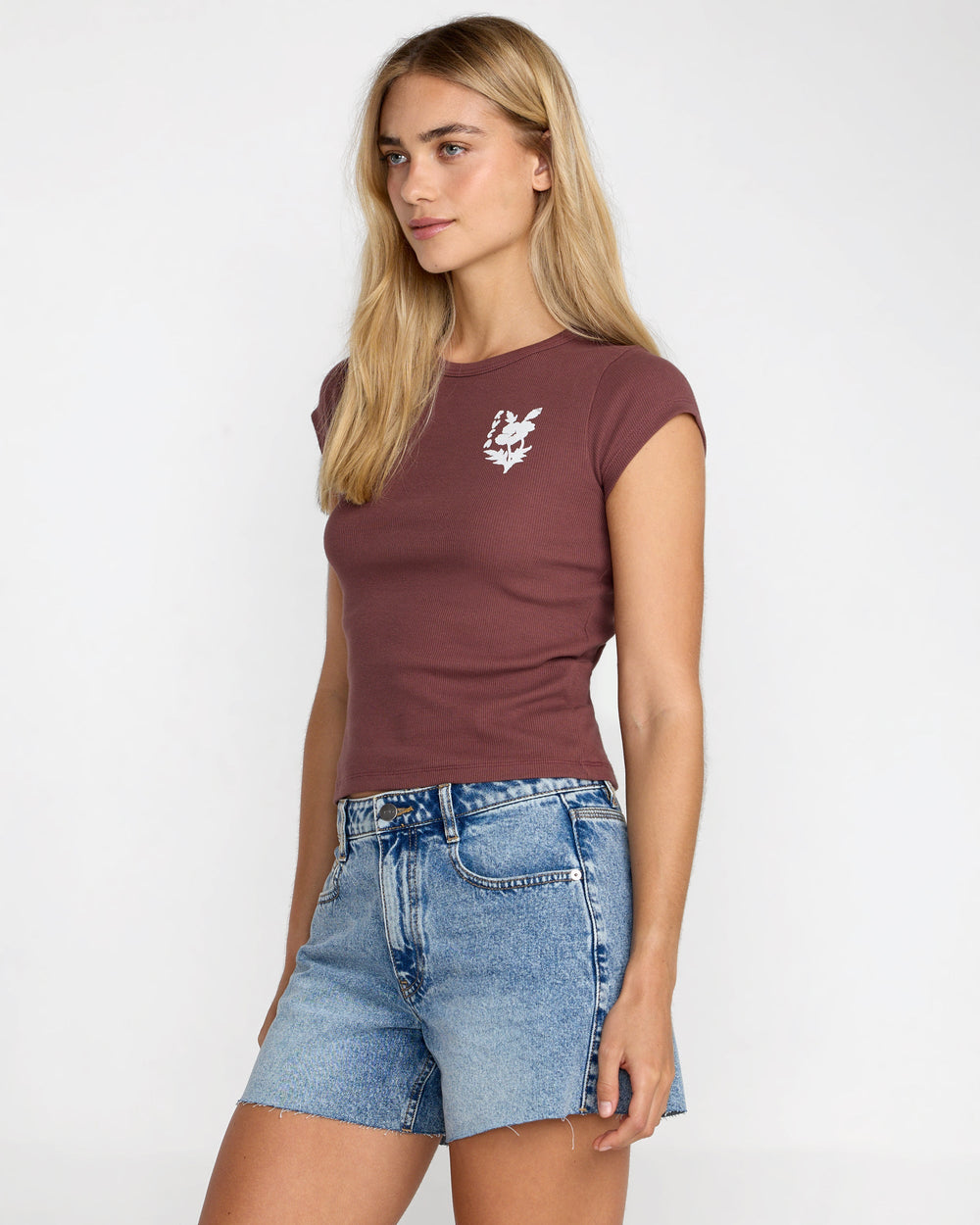 Ribbed Slim Tee - Terra Brown