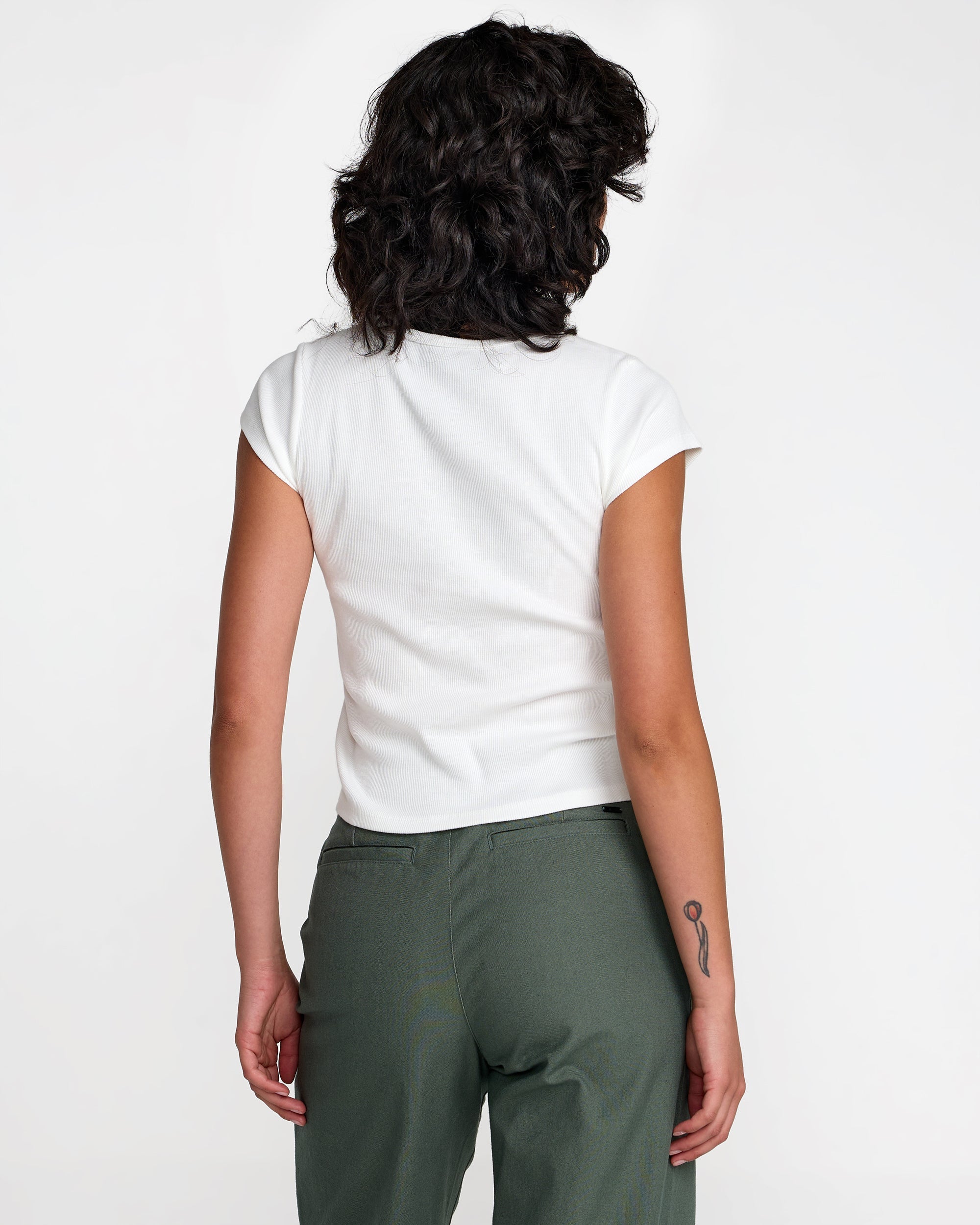 Ribbed Slim Tee - Antique White