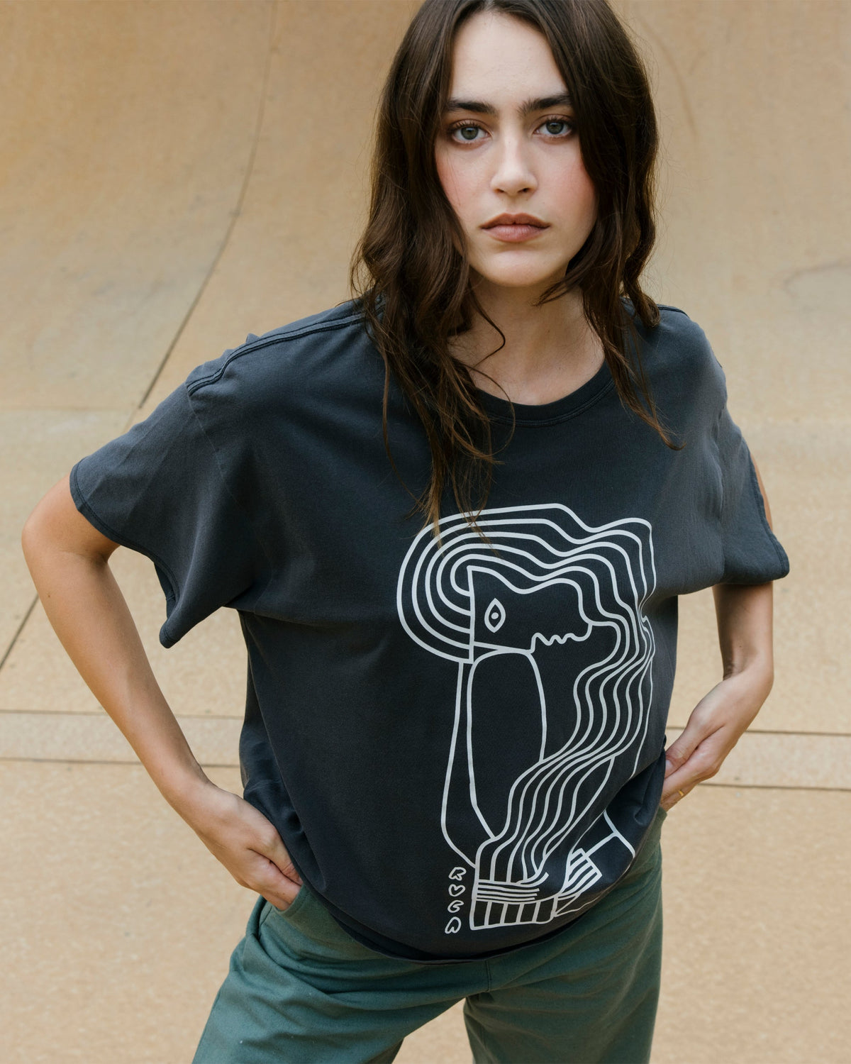 Baggie Tee II - Washed Black