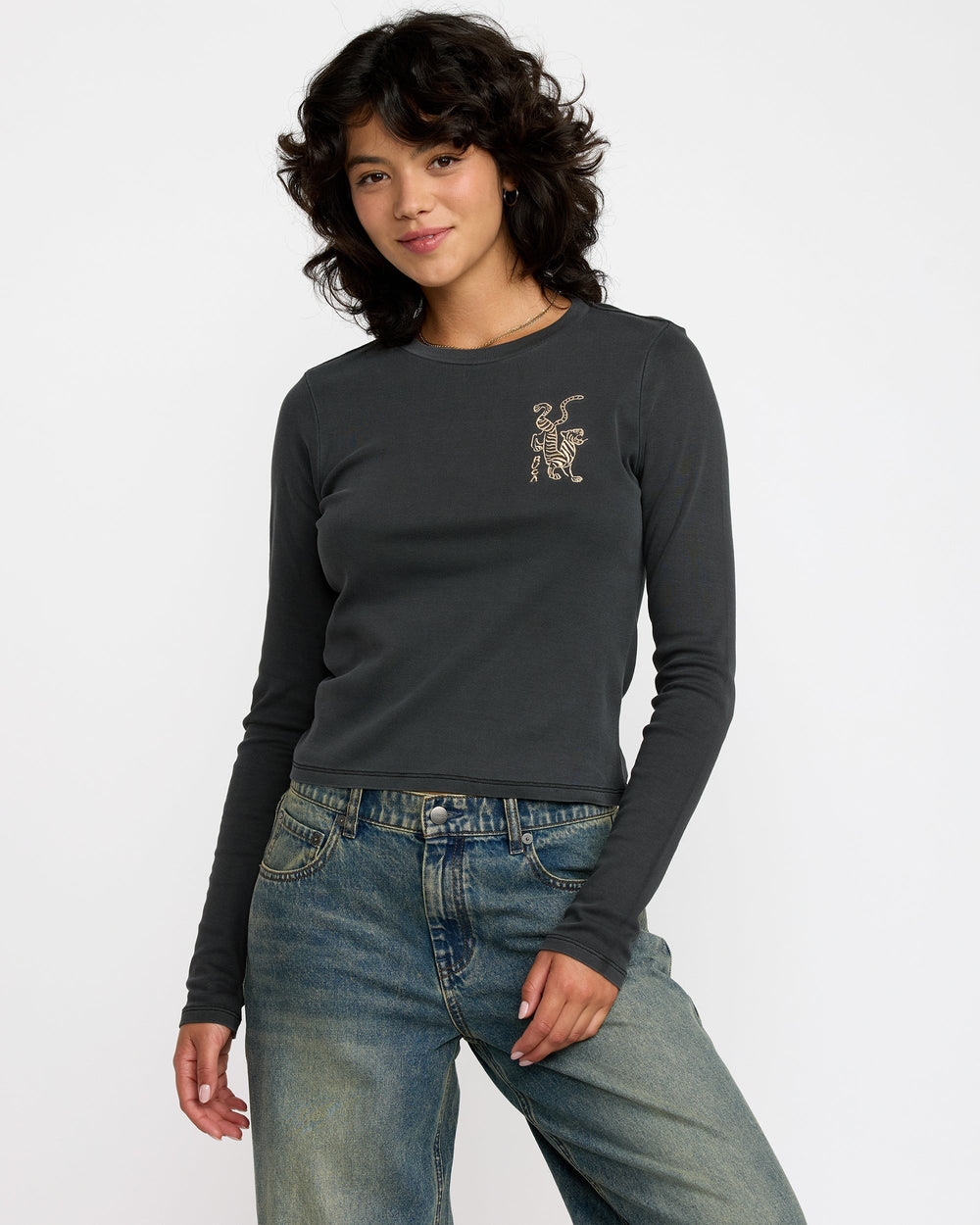 Fortune Long Sleeve Tee - Washed Black