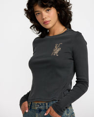 Fortune Long Sleeve Tee - Washed Black