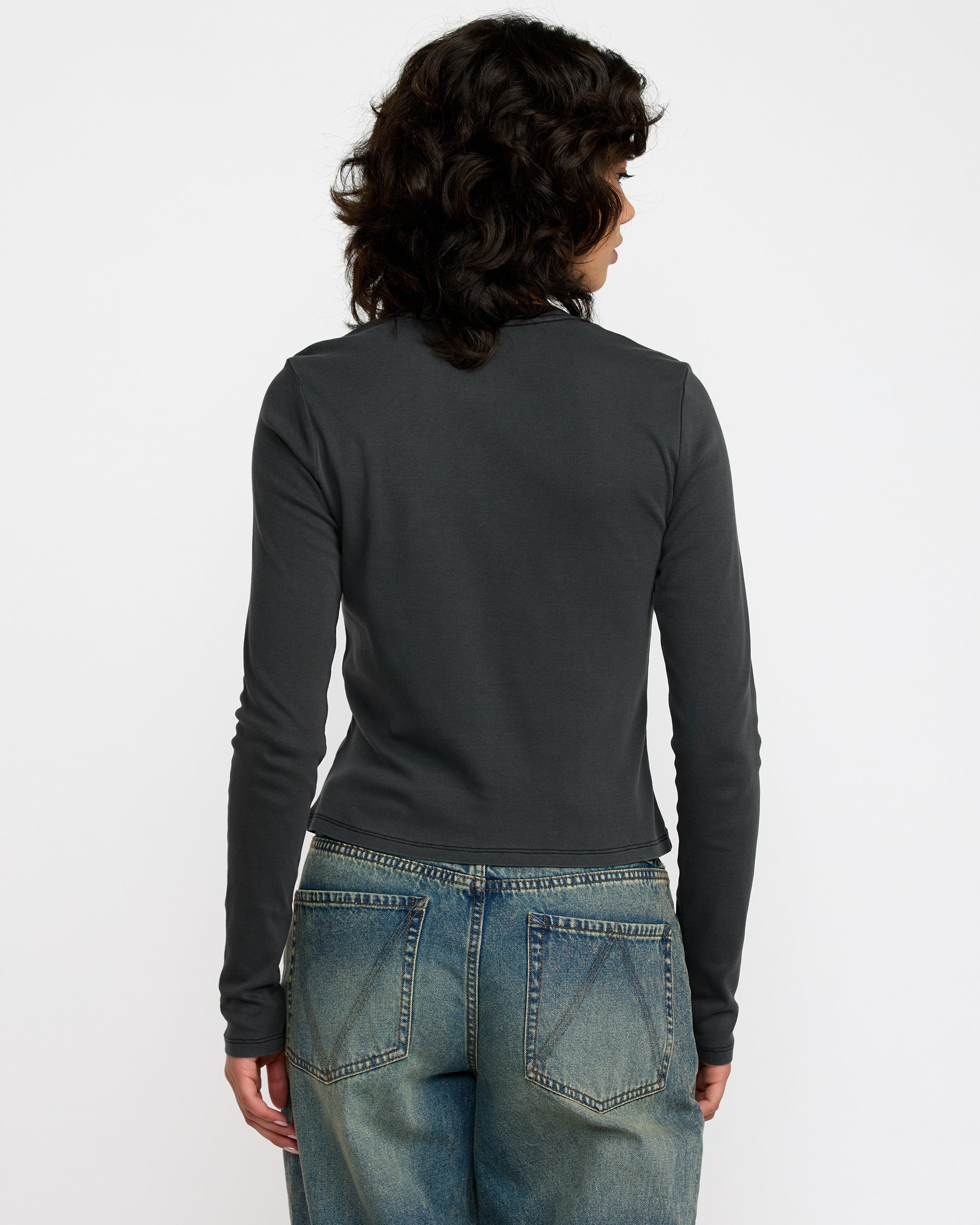 Fortune Long Sleeve Tee - Washed Black