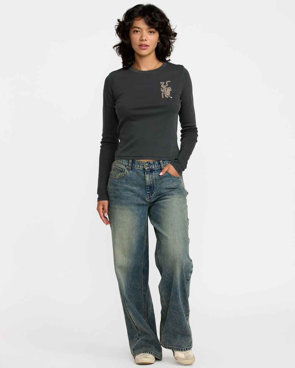 Fortune Long Sleeve Tee - Washed Black
