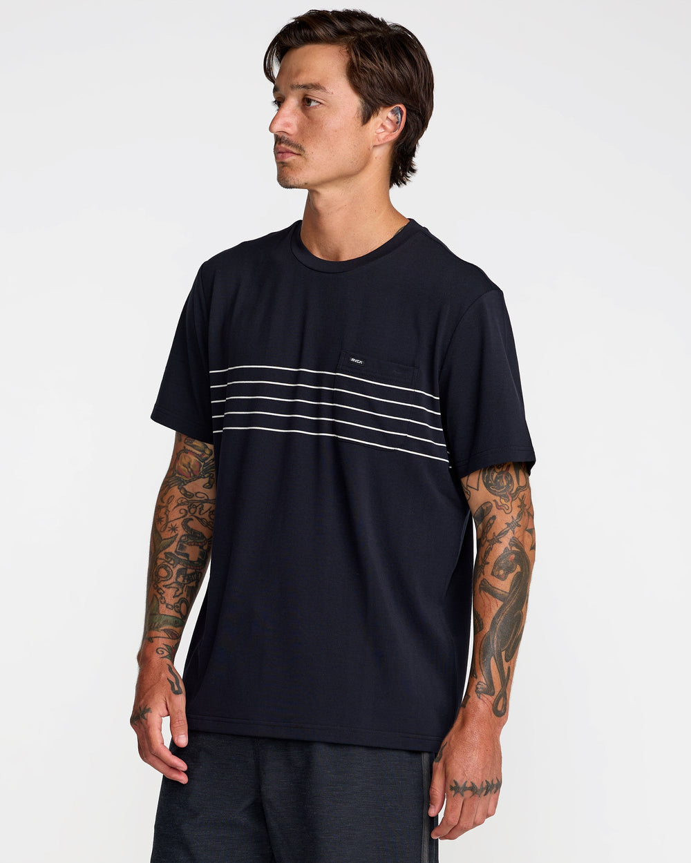 Balance Pocket Stripe Tee - Black