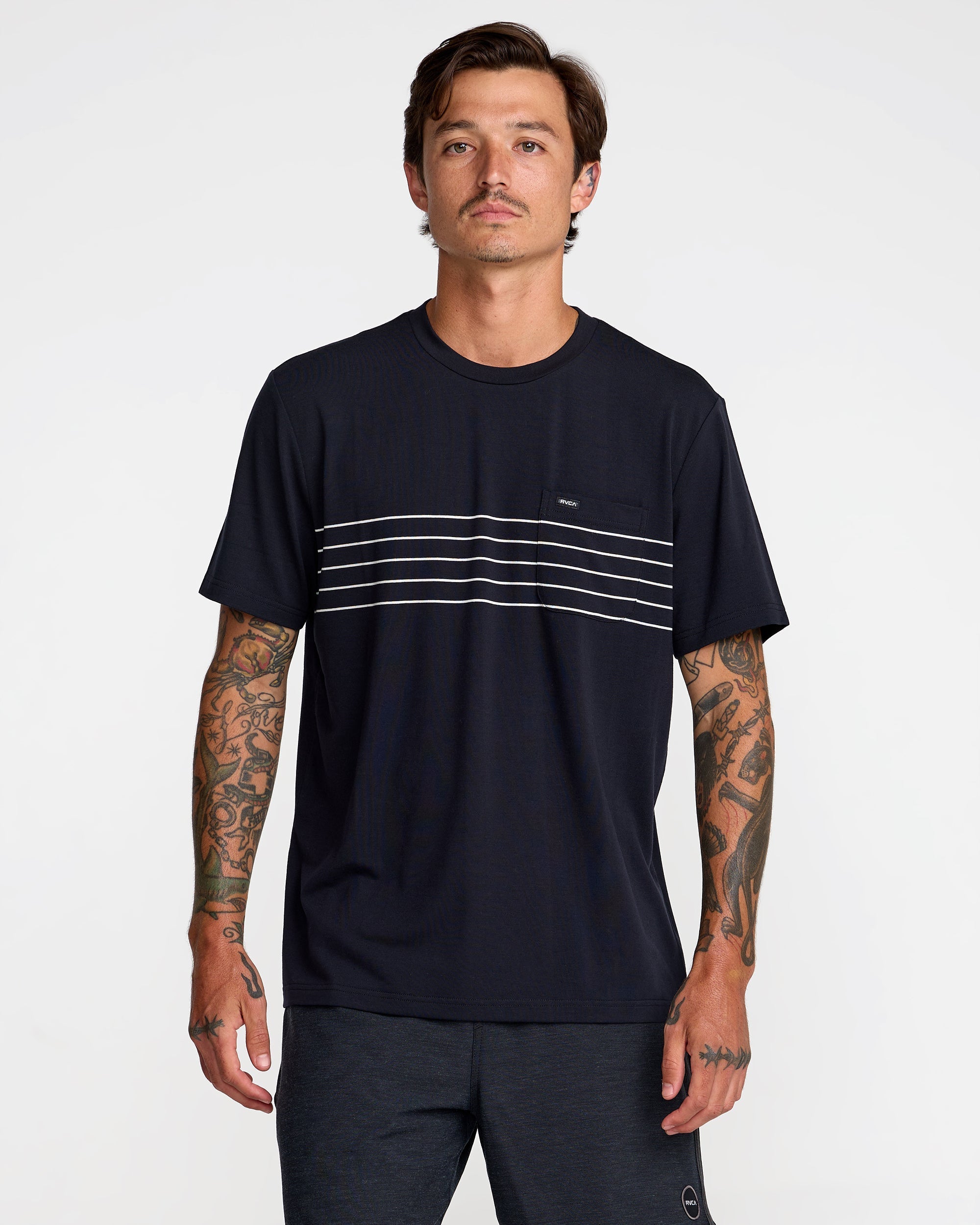 Balance Pocket Stripe Tee - Black