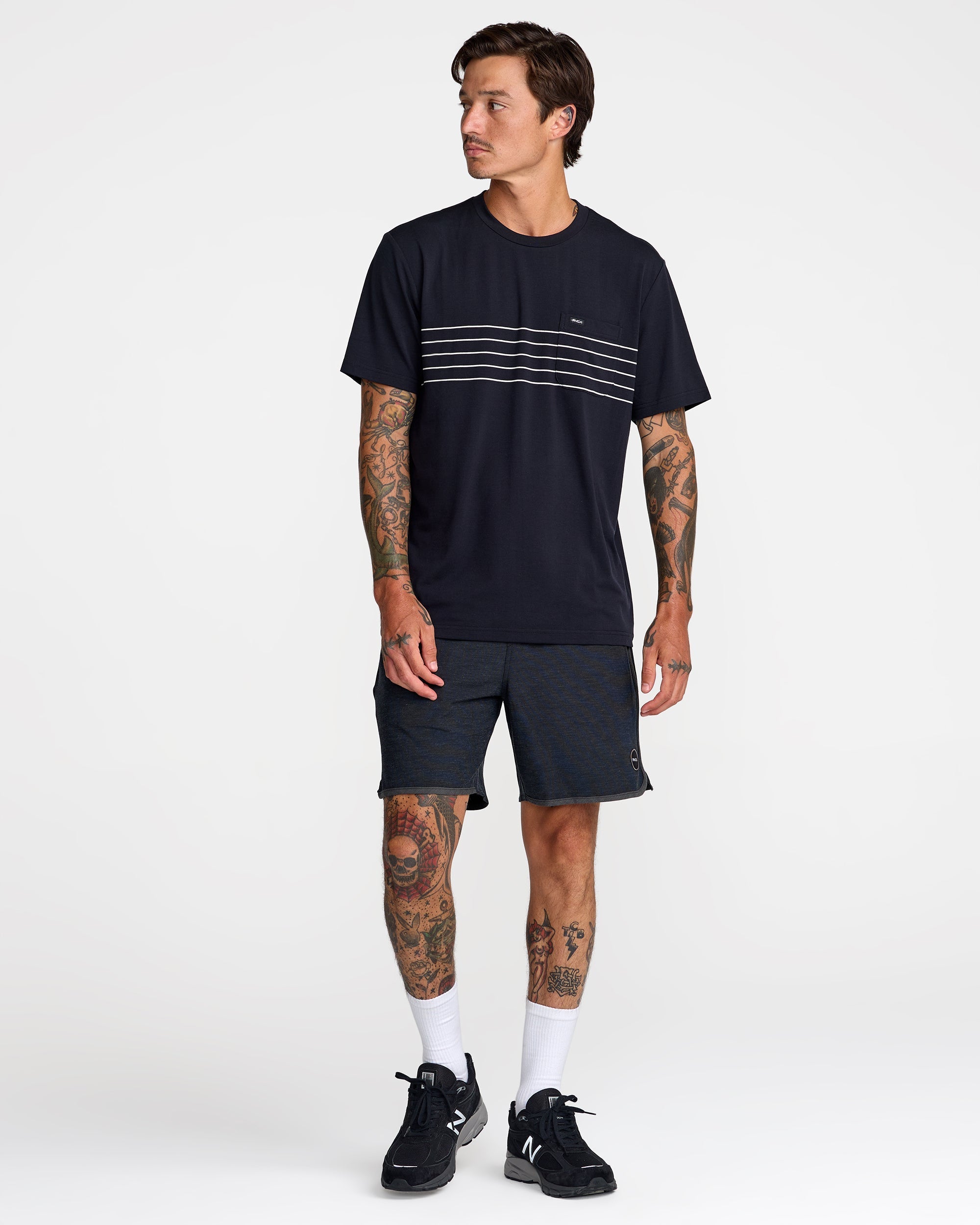 Balance Pocket Stripe Tee - Black