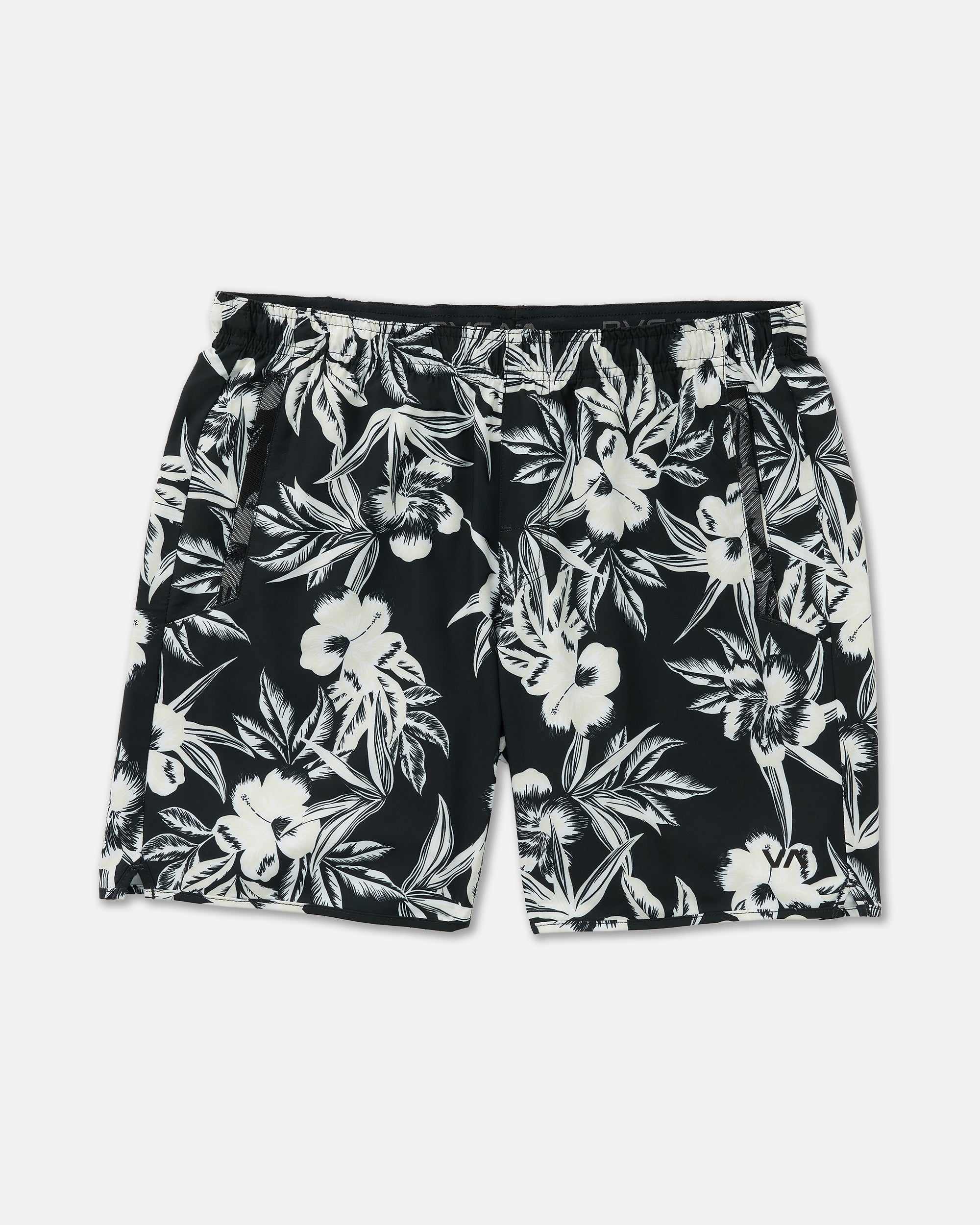 Hawaii Yogger Stretch 17" Shorts - Black Floral