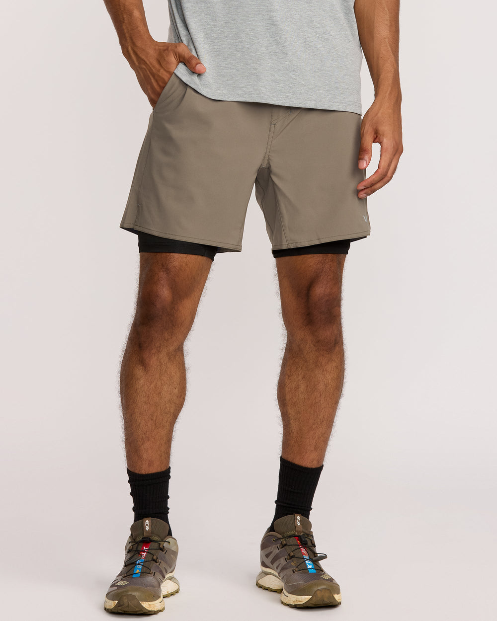 Yogger 2 In 1 Short 17" Short - Mushroom