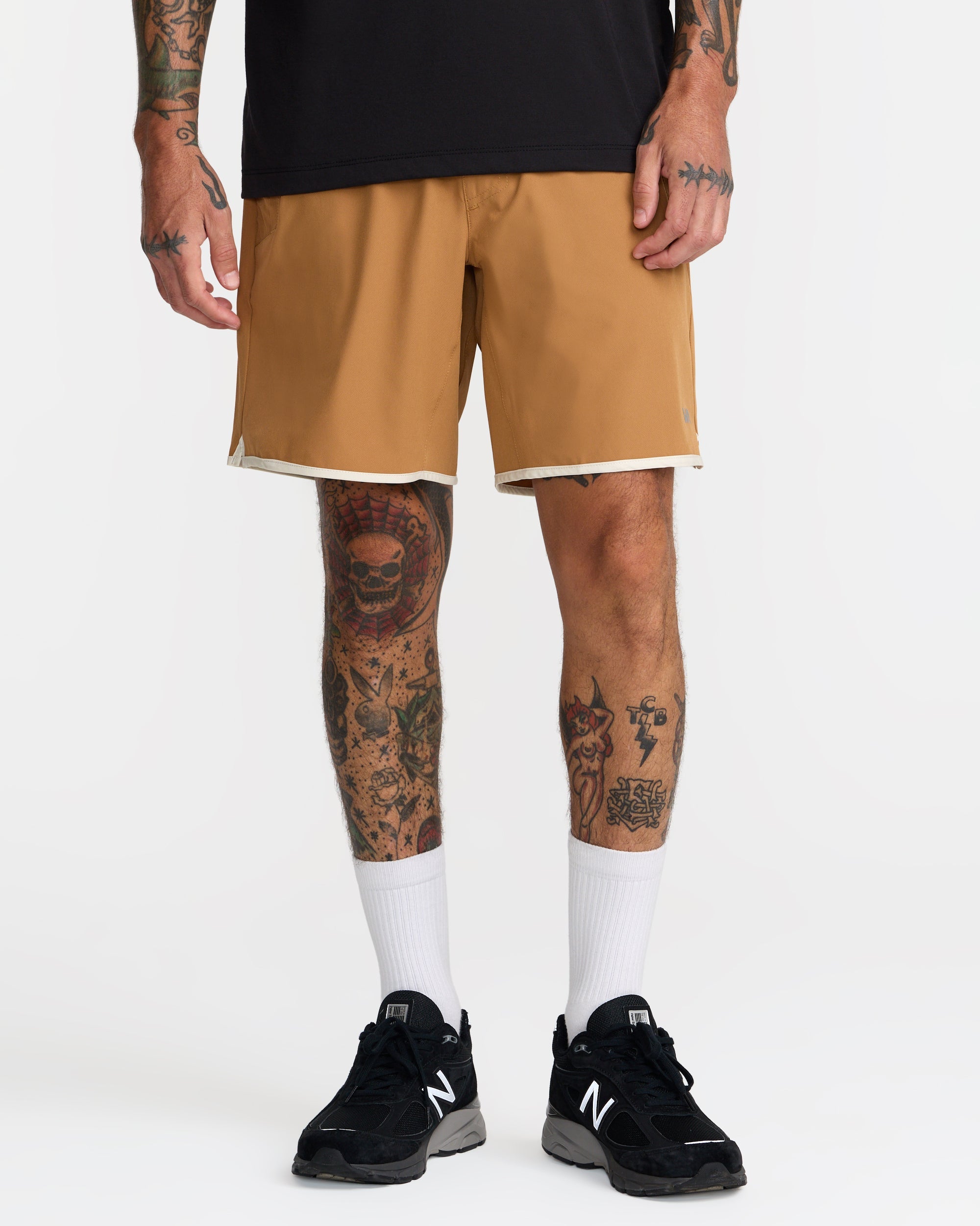 Yogger Stretch Contrast 17" Shorts - Camel