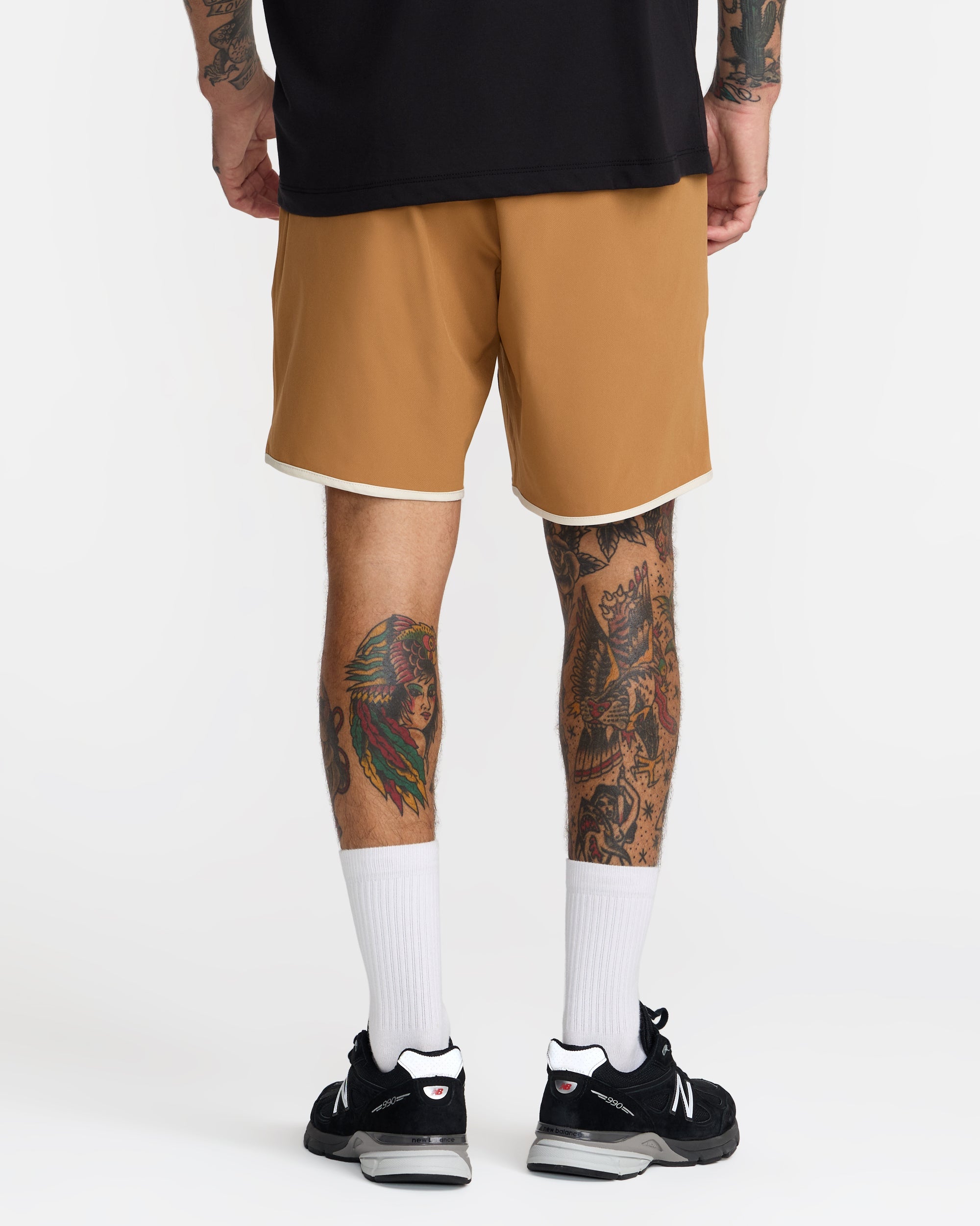 Yogger Stretch Contrast 17" Shorts - Camel