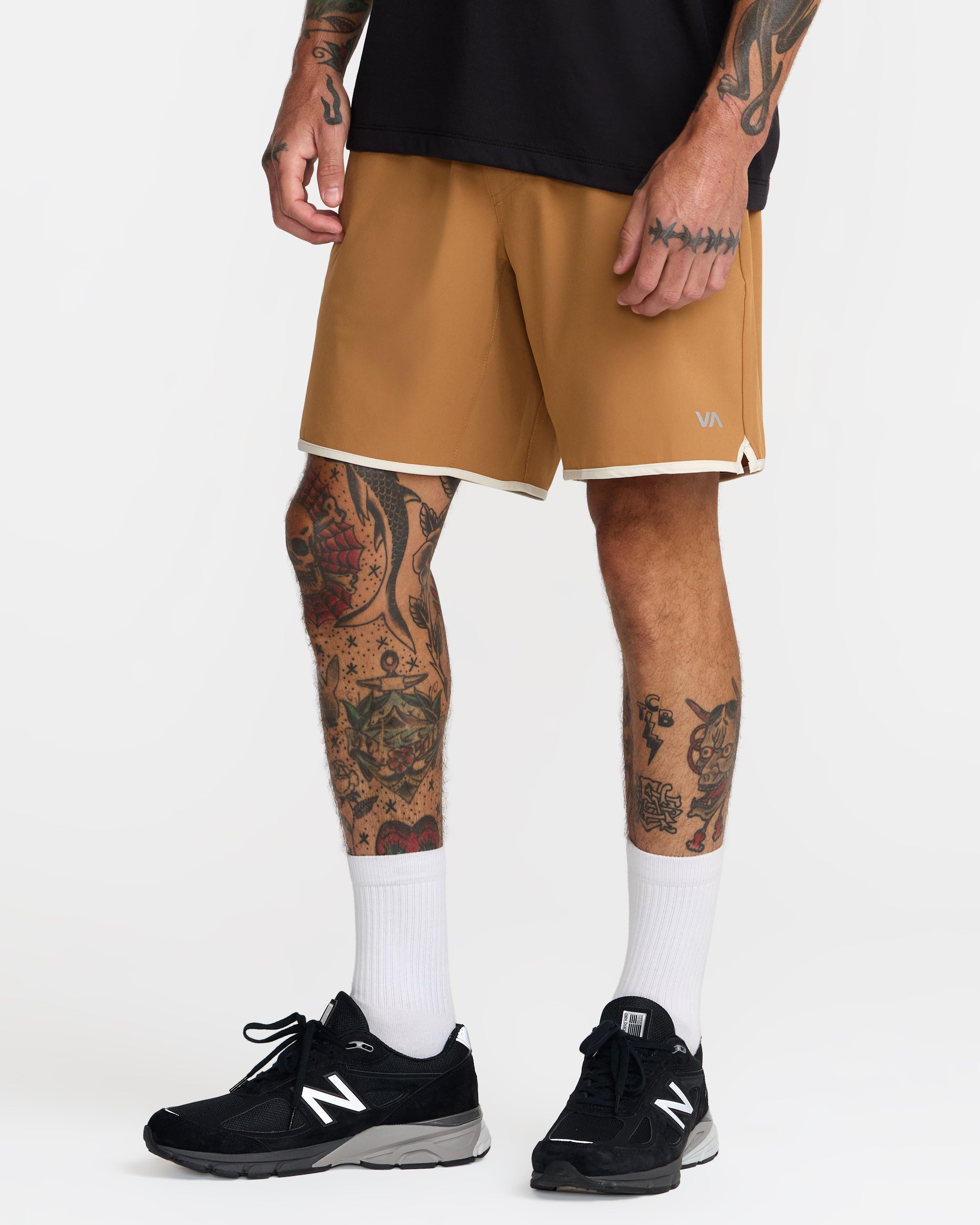 Yogger Stretch Contrast 17" Shorts - Camel