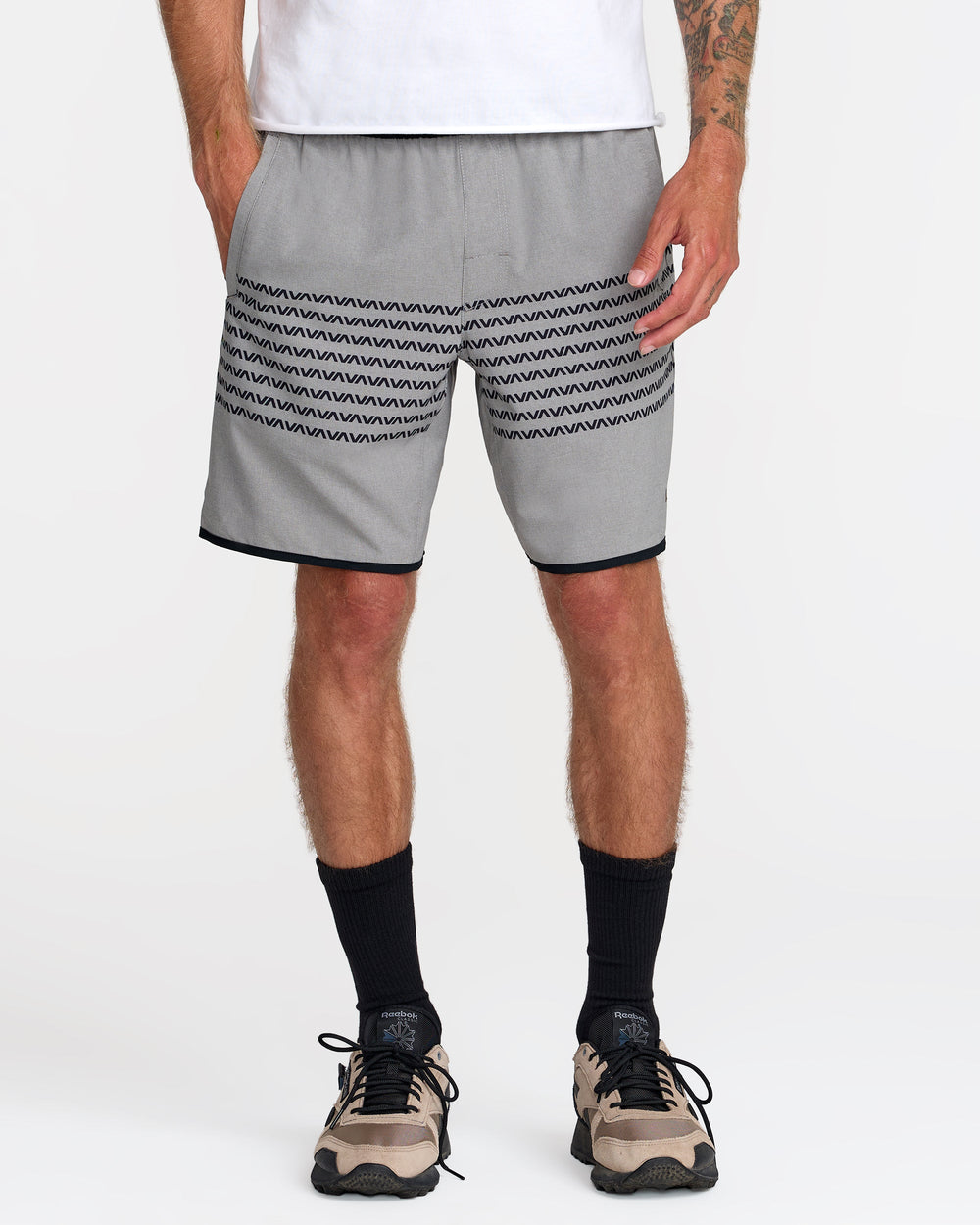 Yogger Stretch Contrast 17" Short - Heather Grey