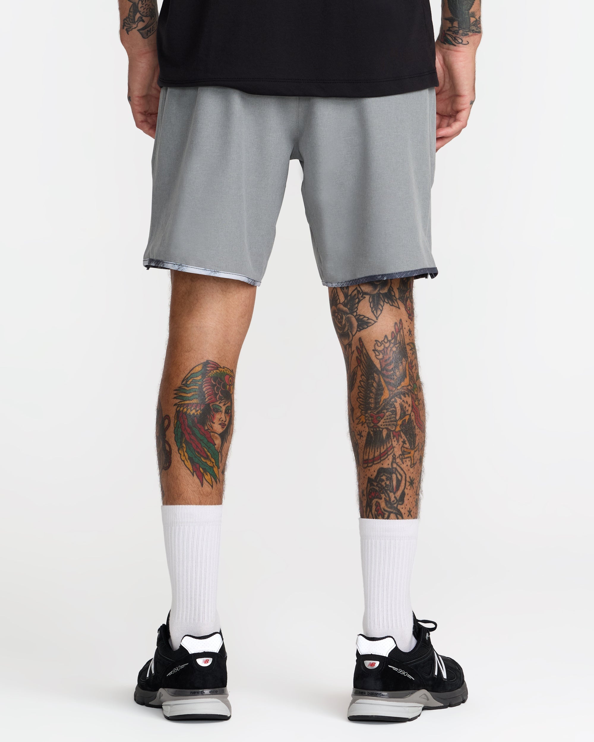 Yogger Stretch Contrast 17" Shorts - Heather Grey 1