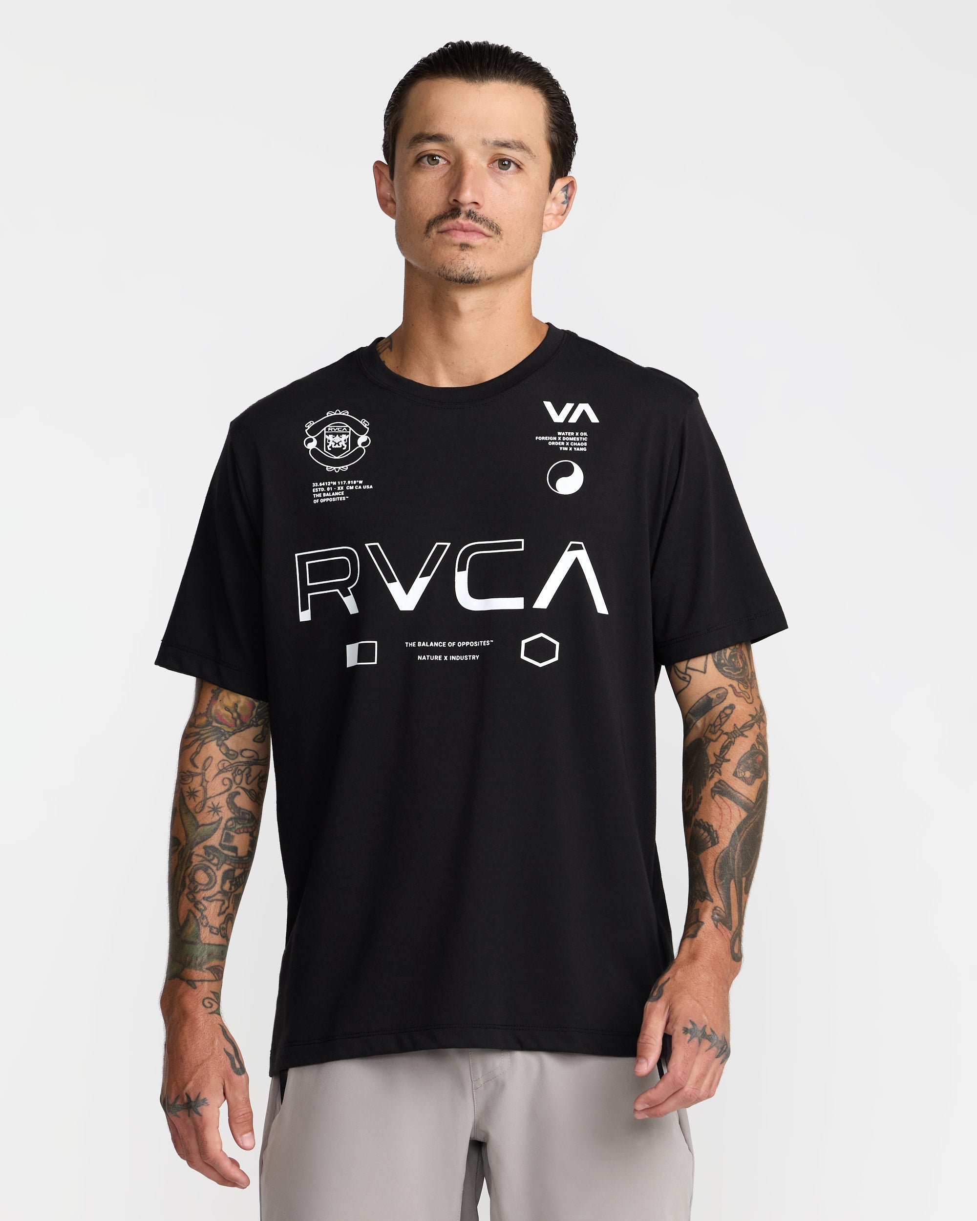 Split All Over Short Sleeve Tee - Black