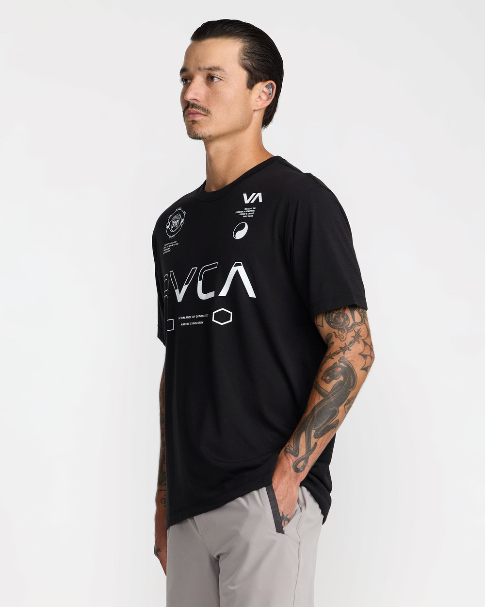 Split All Over Short Sleeve Tee - Black