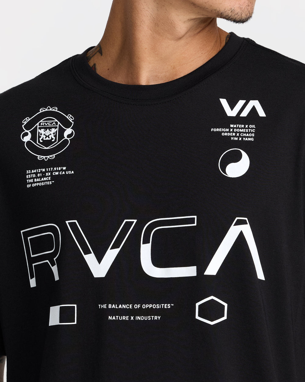 Split All Over Short Sleeve Tee - Black