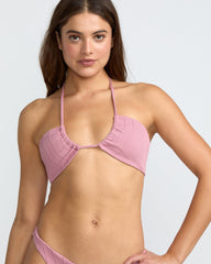 Chevy Grooves Halter Bandeau Bikini Top - Amethyst Smoke