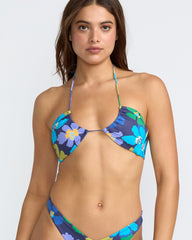 Flower Gazer Halter Bandeau Bikini Top - Blue Hawaii