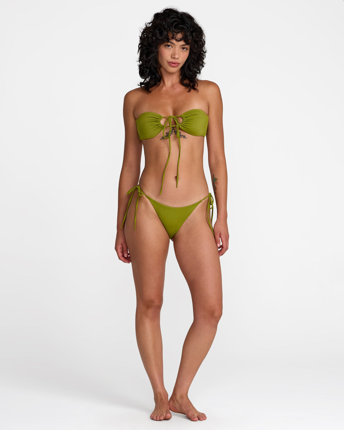 Solid Halter Bandeau Bikini Top - Moss