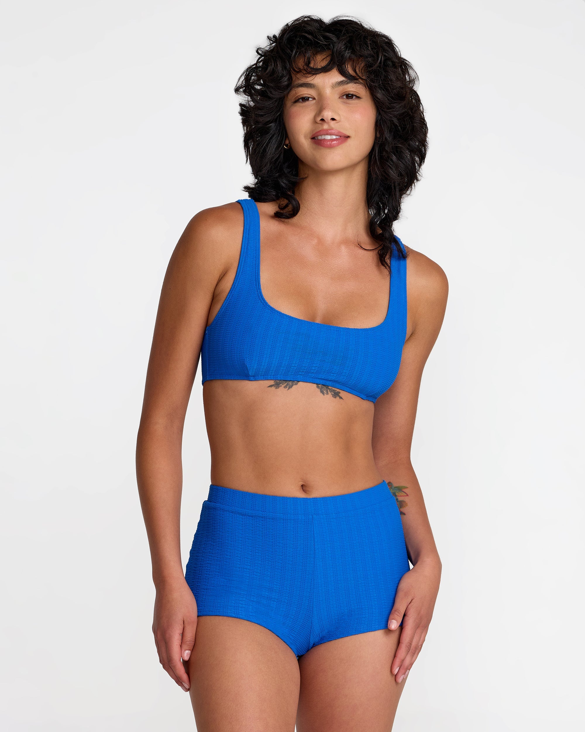 Pucker Bralette Bikini Top - Blue Belt
