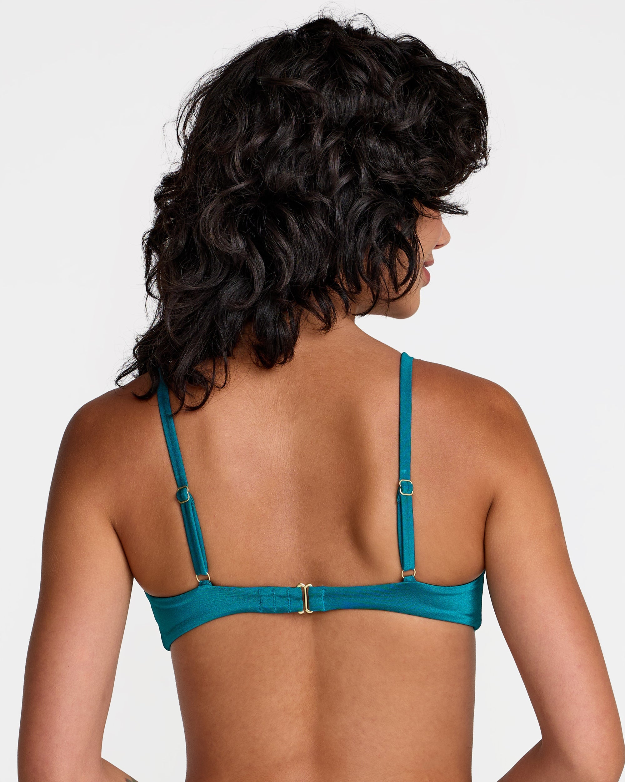 Shimmer Ring Bralette Bikini Top - Marine