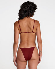 Micro Rib Triangle Bikini Top - Madder Brown